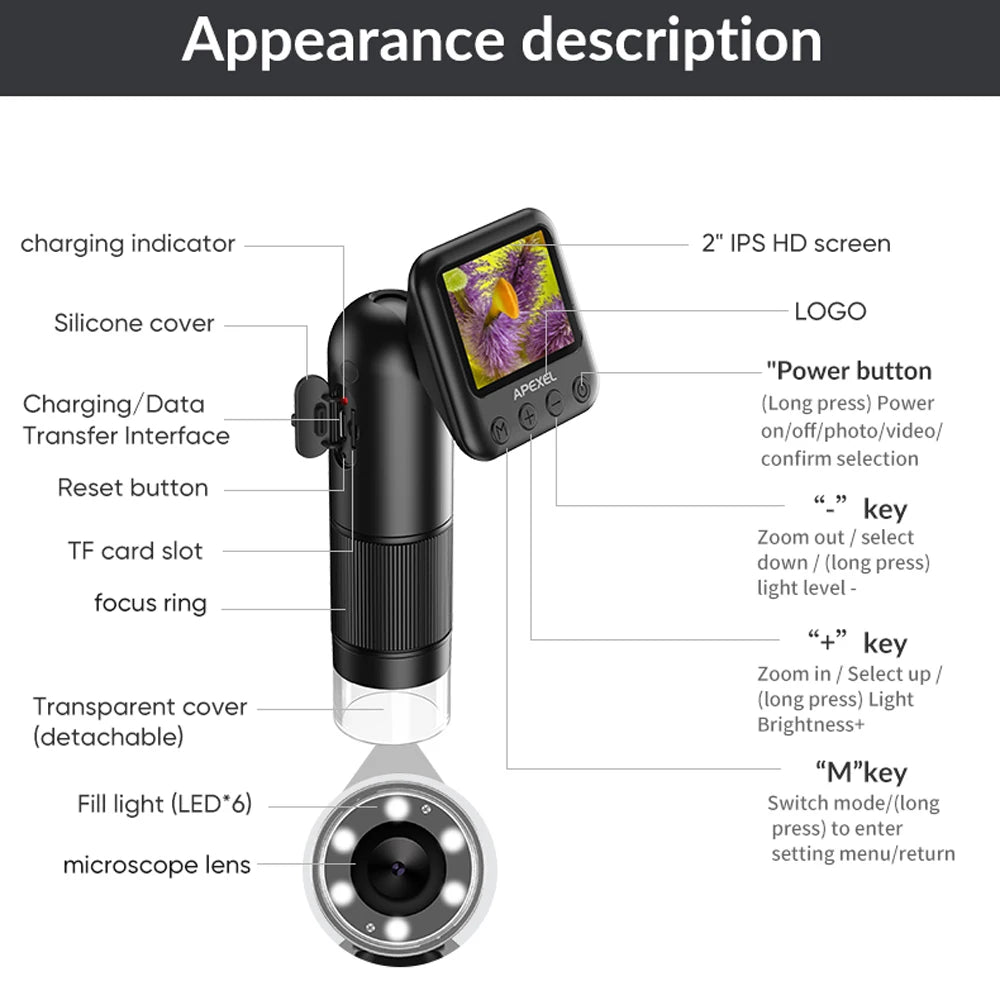 800X HD DIGITAL MICROSCOPE| HANDHELD USB POCKET MICROSCOPE