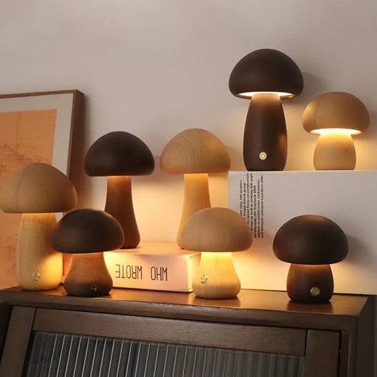 TOUCH GLOW WOODEN MUSHROOM